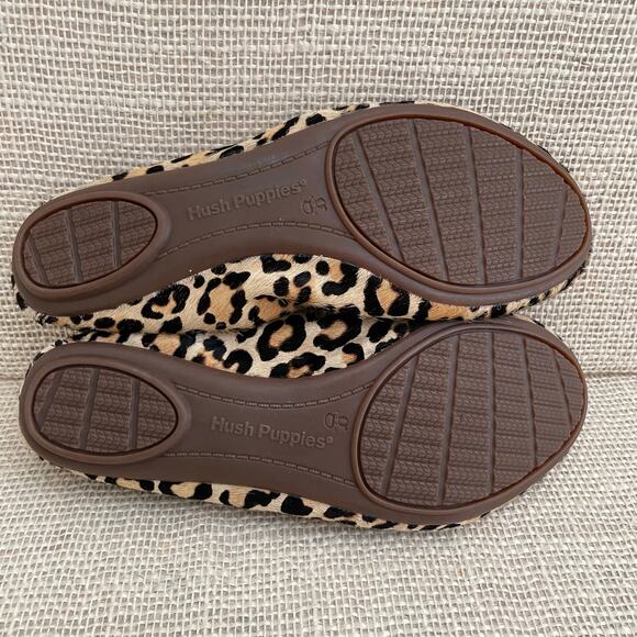 HUSH PUPPIES CHASTE BALLET FLATS IN CALF HAIR LEOPARD SZ 6 , - Picture 7 of 8